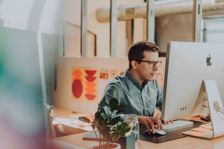 Man focusing on computer